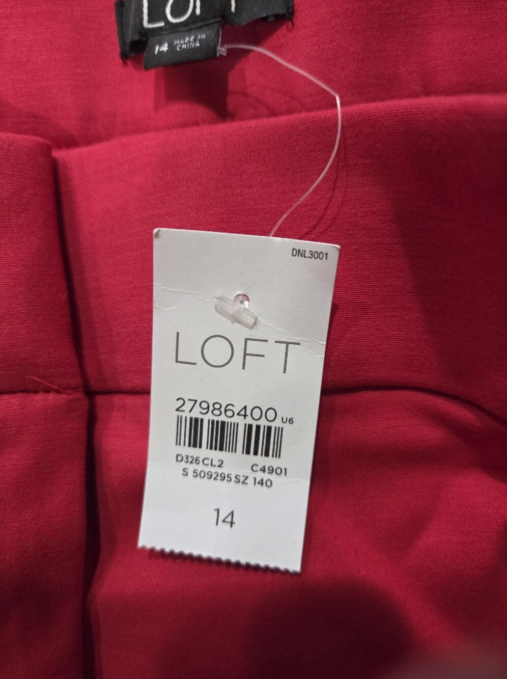 LOFT Red Wide-Leg Cropped Pants - Size 14 - Picture 5 of 9